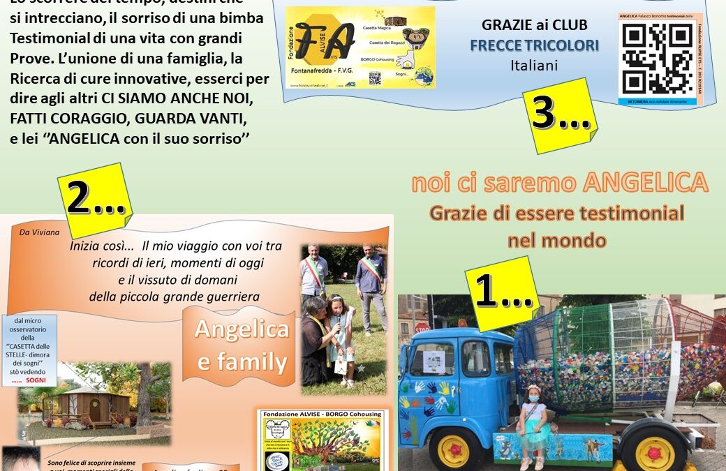 S/P 027 Angelica piccola grande testimonial della BETONIERA eco solidale destini incrociati con Fondazione ALVISE  e Club Frecce Tricolori